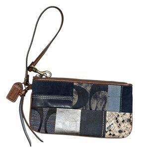 Coach vintage y2k denim patchwork wristlet wallet clutch bag